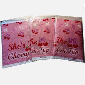 3 Pcs Plastic Tablecloth She's The Cherry on Top Birthday Party Decoration 43x70